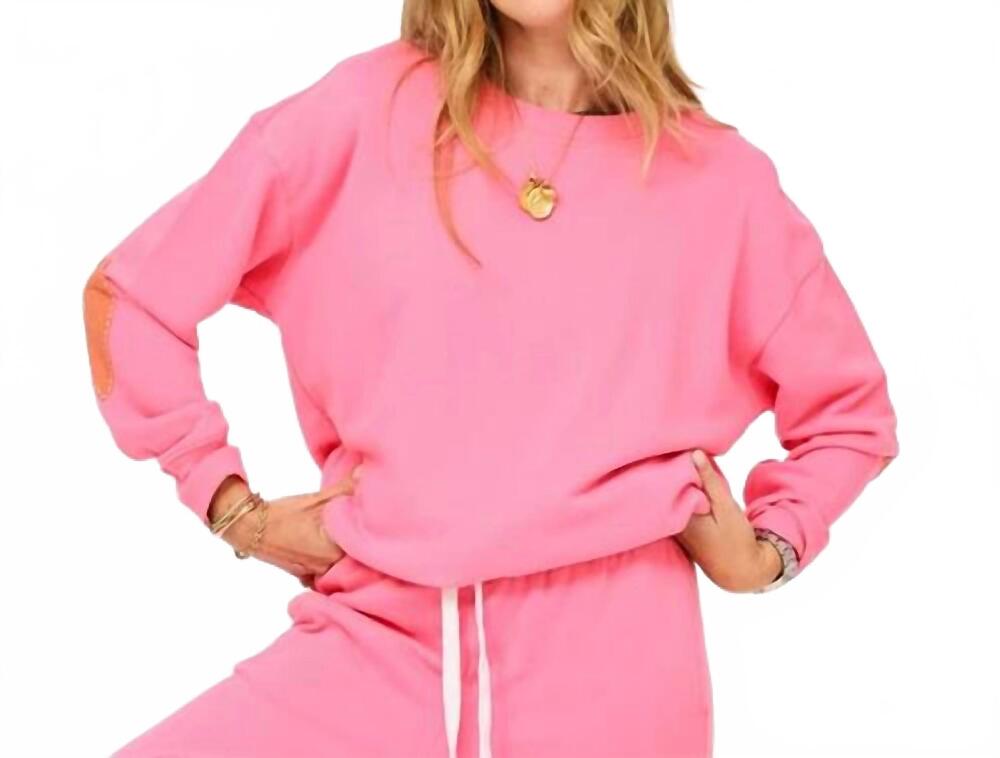 NEW KERRI ROSENTHAL ex-boyfriend patchwork sweatshirt in palm pink